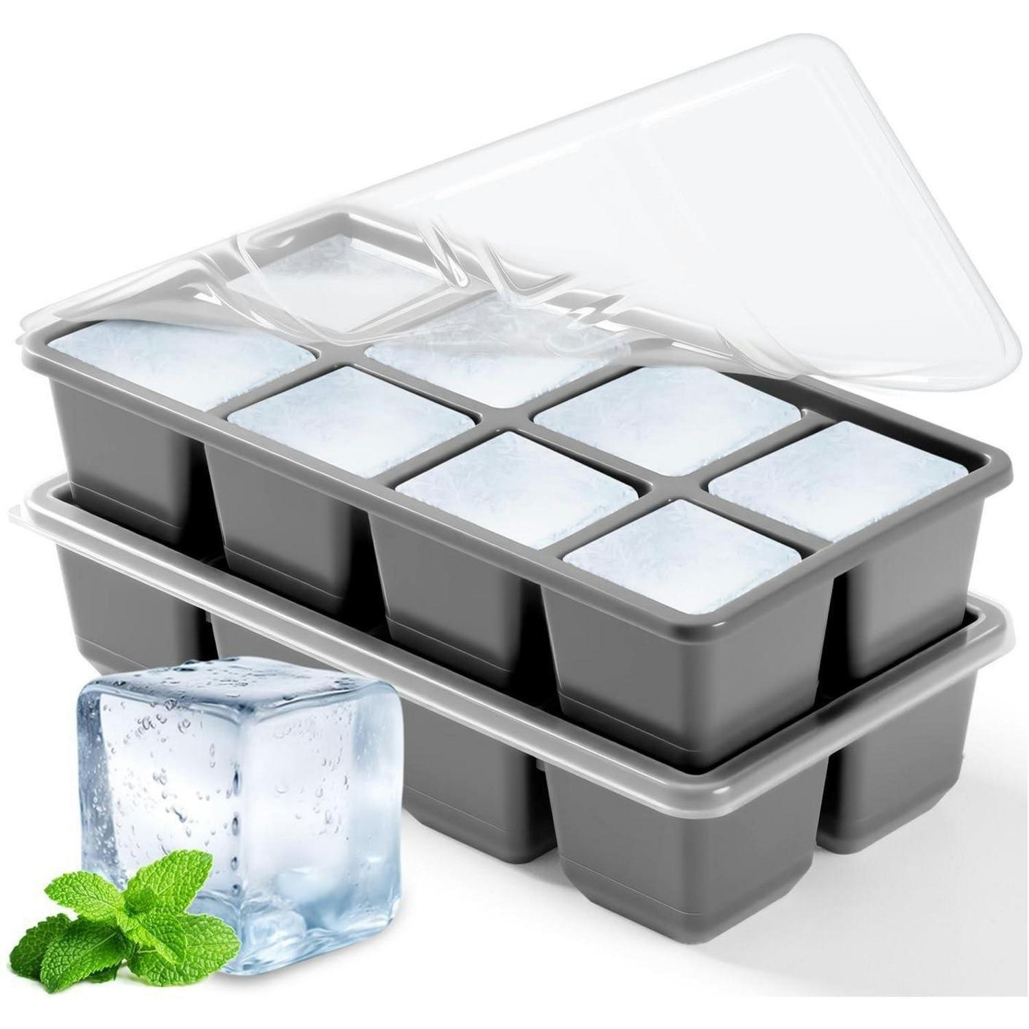 EISWÜRFELFORM 2-teiliges Set mit Deckel 4,5 cm Grau - Grau, Kunststoff (10/5/20cm)