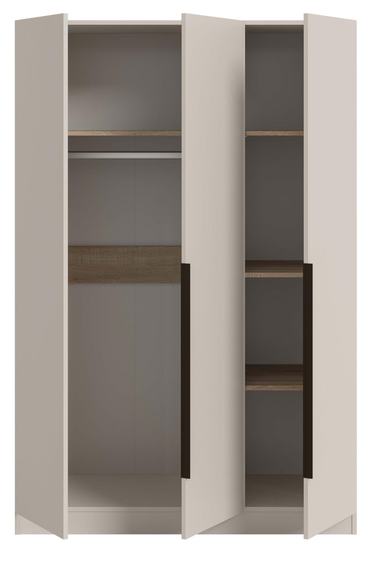 KLEIDERSCHRANK kaschmir 120 x 181 cm, Drehtürenschrank 3-türig - Kaschmir/Schwarz, Holzwerkstoff/Kunststoff (120/181/52cm) - Inn.Furn