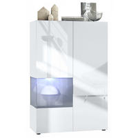 VITRINE Morena Einsatz in Grau Hochglanz - Grau, Holzwerkstoff (91.5/136.5/37cm) - Vladon