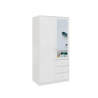 DREHTÜRENSCHRANK GALIO 100/200/57,5 cm 2-türig mit Spiegel Weiß - Weiß, Holzwerkstoff (100/200/57.5cm) - MASSENO