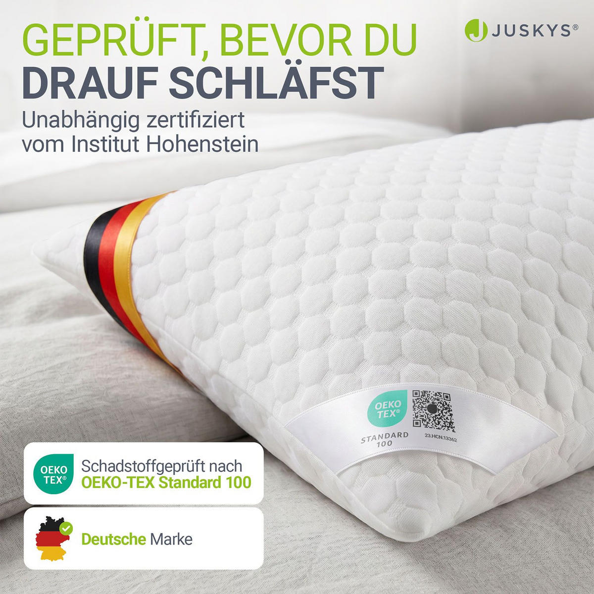 KOPFKISSEN 60x40 cm (2er-Set) - Weiß, Textil (40/60cm) - Juskys