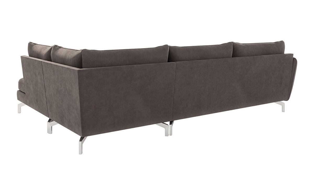 ECKSOFA Elou Braun - Khaki Microfaser - Chromfarben/Dunkelbraun, Holz/Textil (277/200cm) - S-Style Möbel