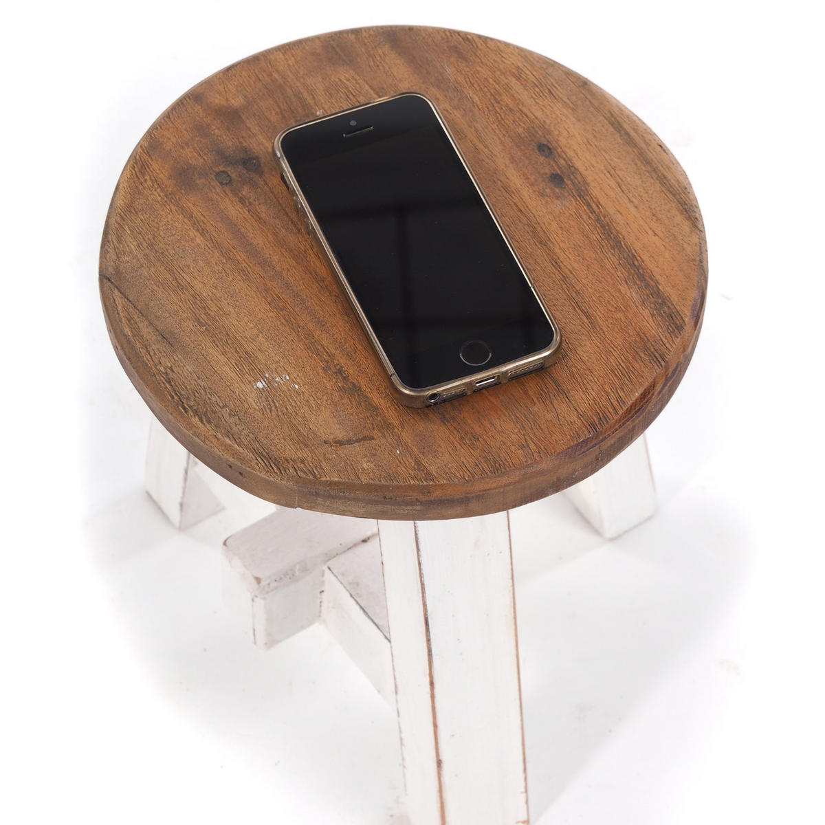PFLANZENHOCKER Bern Mahagoni Massivholz 06 weiß-landhaus - Weiß, Holz (20/23/20cm) - DESIGN DELIGHTS