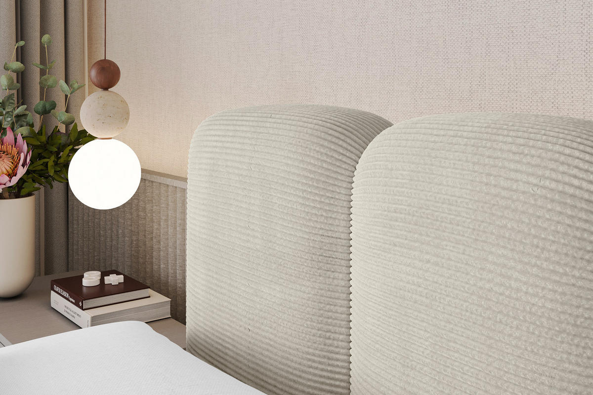 BOXBETT mit Matratze H4 - NINA - 160x200 cm Creme - Perlmutt, Holzwerkstoff (160/200cm) - ALTDECOR