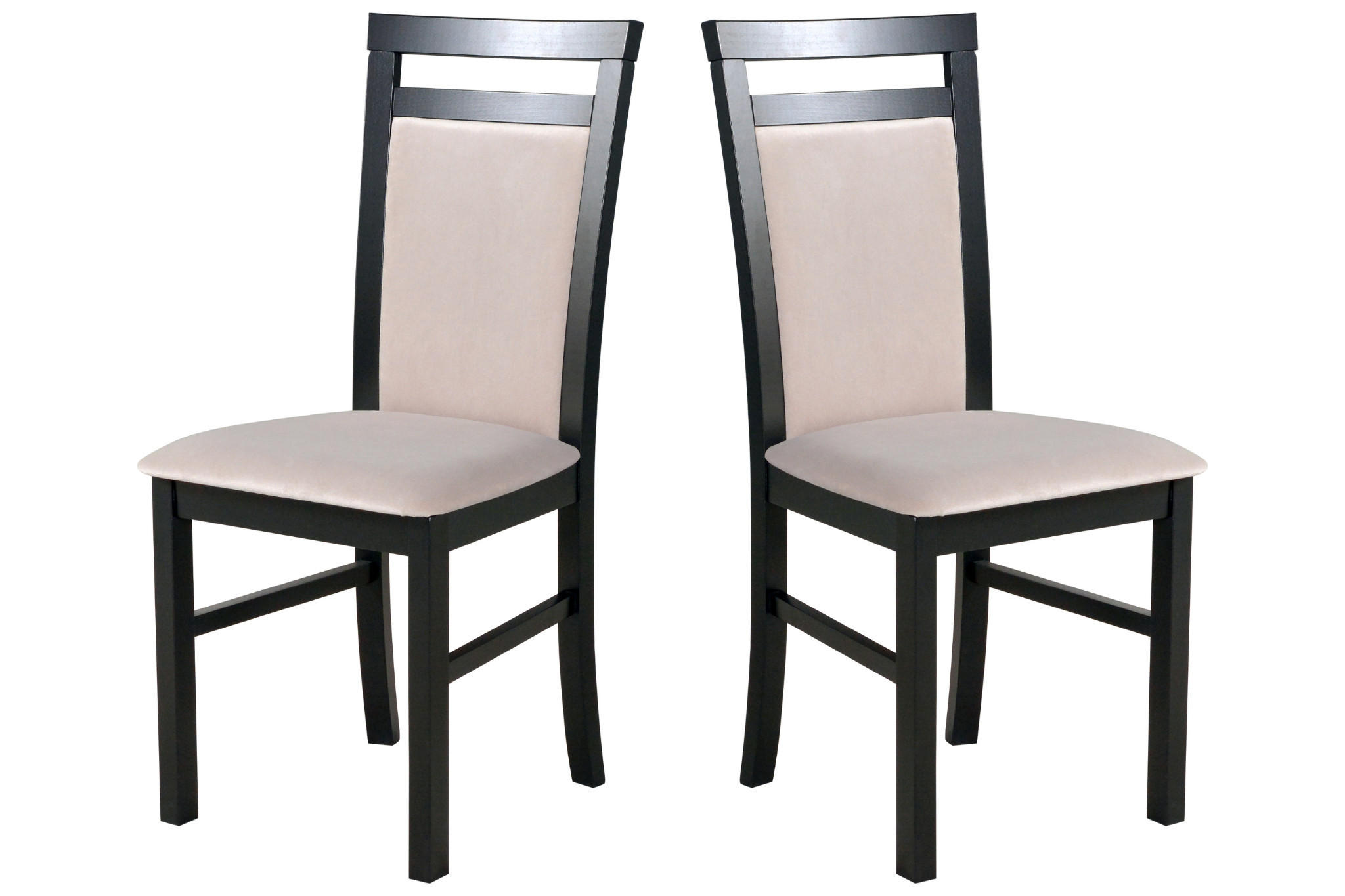 STUHL 2er Set MILANO 5 schwarz - Beige/Schwarz, Holz (43/93/40cm) - Leaf Design