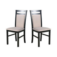 STUHL 2er Set MILANO 5 schwarz - Beige/Schwarz, Holz (43/93/40cm) - Leaf Design