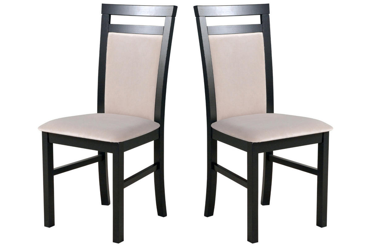 STUHL 2er Set MILANO 5 schwarz - Beige/Schwarz, Holz (43/93/40cm) - Leaf Design