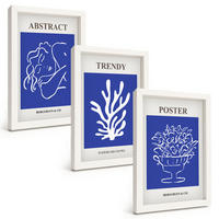 BILDER SET 3er Set - 20x30 cm Weißer Rahmen - Stilvolle blaue Poster - Weiß, Kunststoff (20/30cm) - TULUP