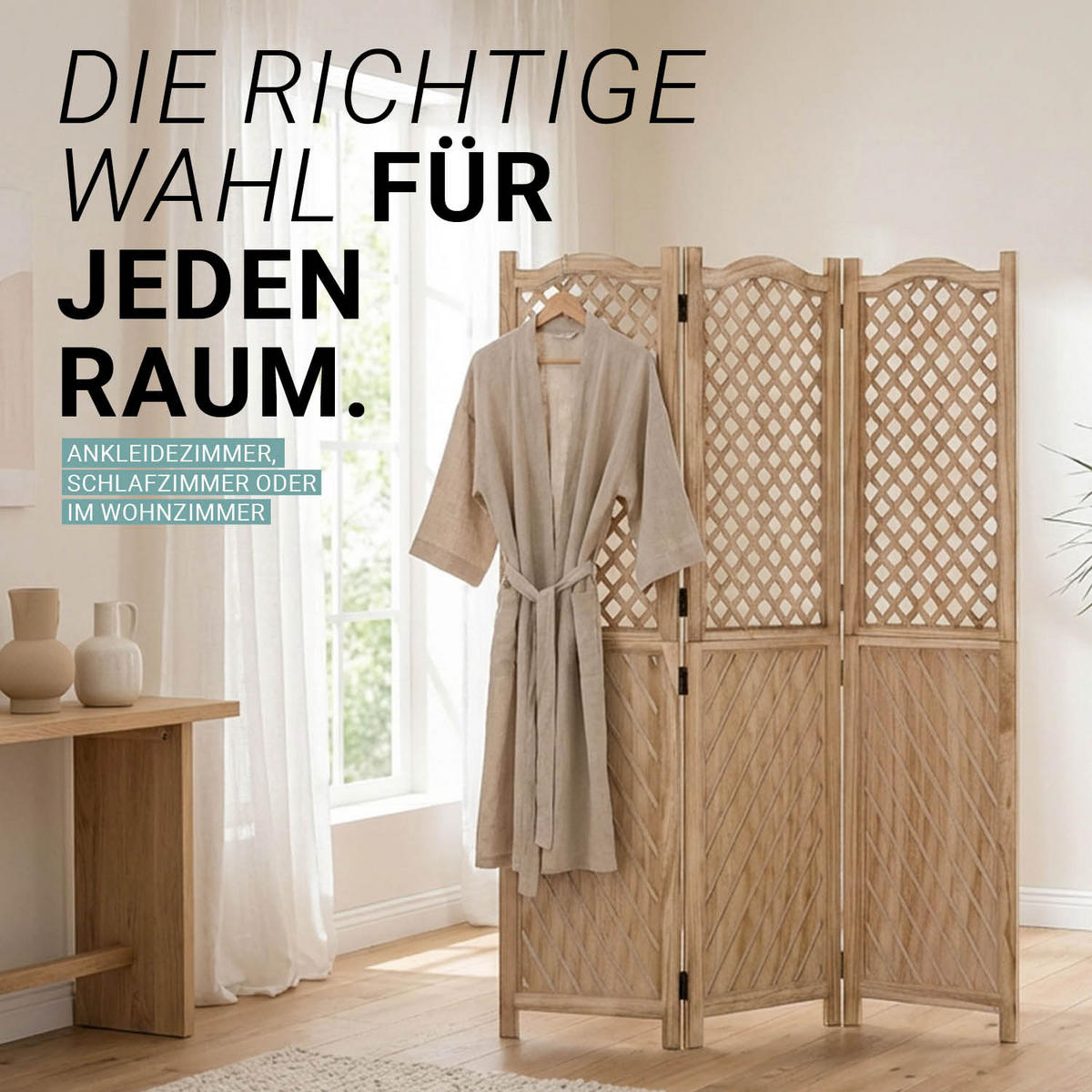 PARAVENT 120/170 cm Natur Holz - Naturfarben, Holz (120/170/2cm) - Homestyle4u