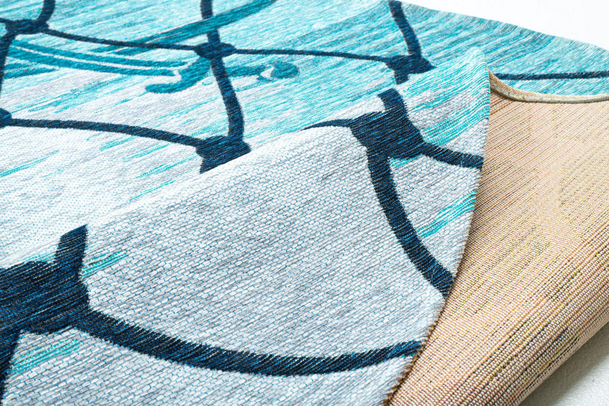 FLACHWEBTEPPICH Keitum 100x100 cm - Türkis, Textil (100/100cm) - Sansibar SYLT