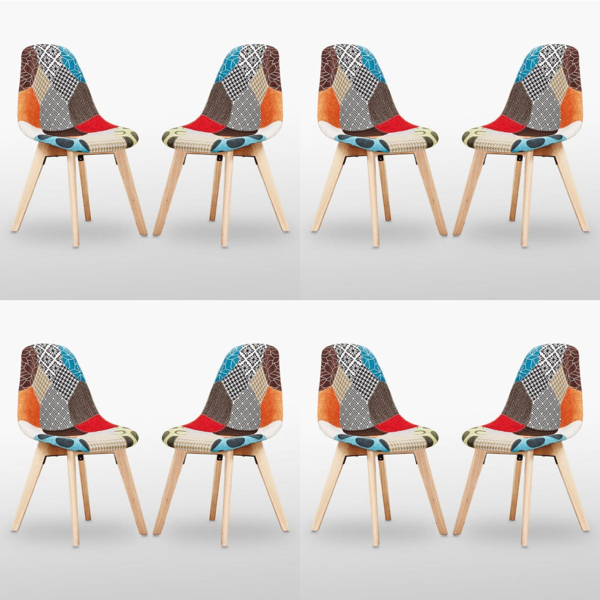 ESSZIMMERSTUHL Stoff 8-teilig Mehrfarbig - Multicolor, Holz (47/83/42cm) - Life Interiors