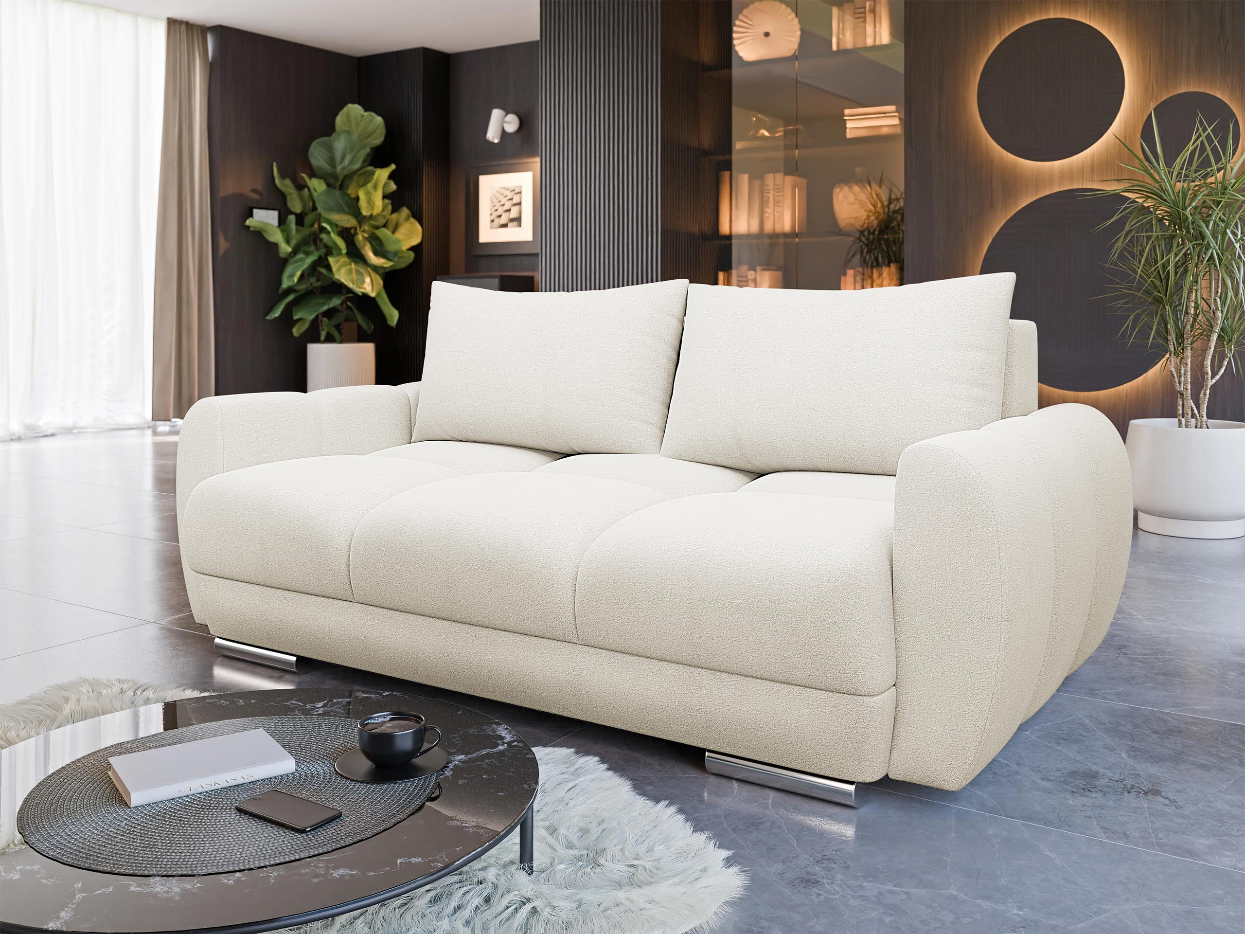 SOFA Logo 2 - Silberfarben/Creme, Holz/Kunststoff (186/89/97cm) - MIRJAN24