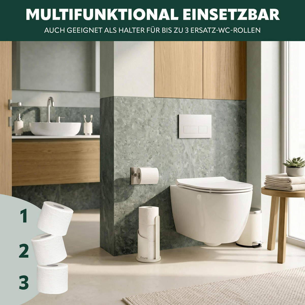 KÜCHENROLLENHALTER cremeweiß, ca. Ø 15,5 x 31 cm - Creme, Metall (15.5/31/15.5cm) - eluno