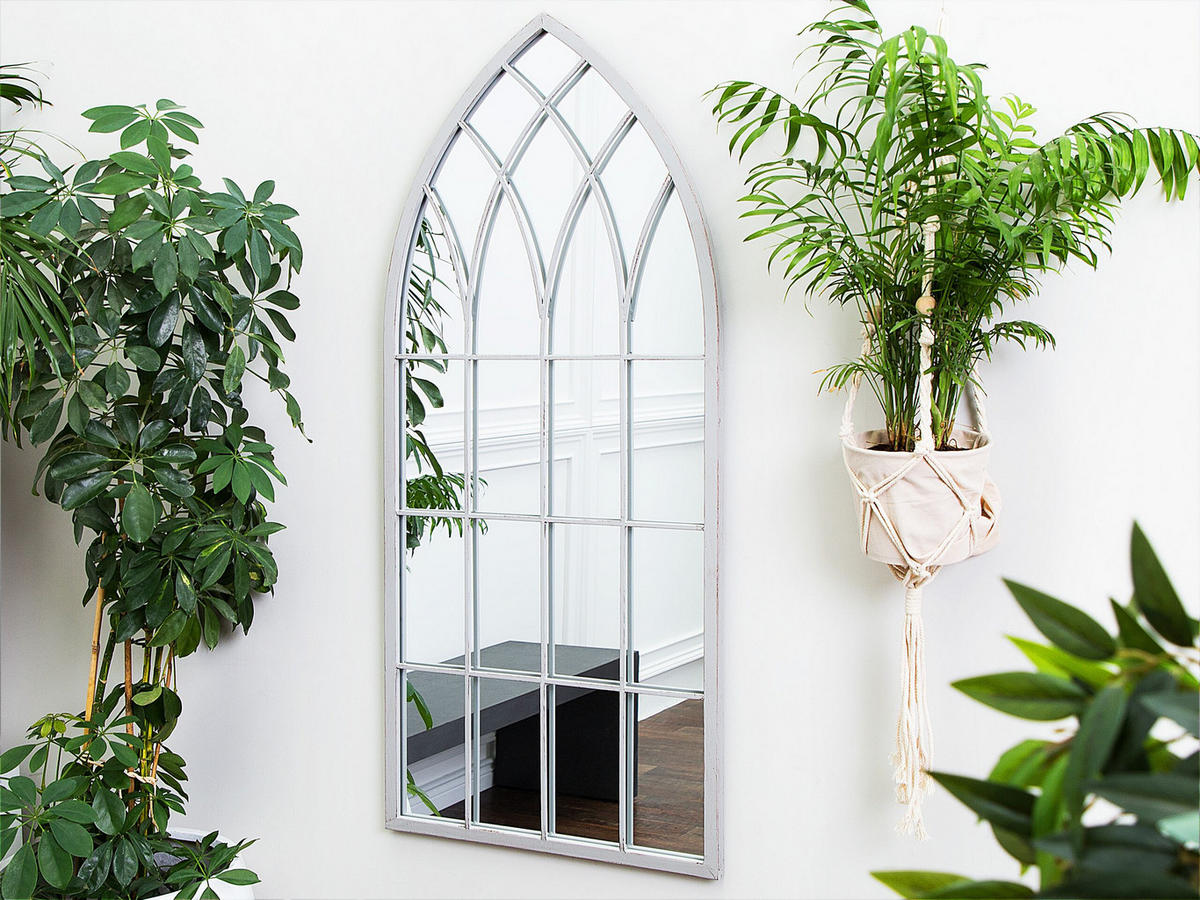 WANDSPIEGEL grau Fensteroptik 50/115 cm Cassel - Grau, Metall (50/115/2cm) - Beliani