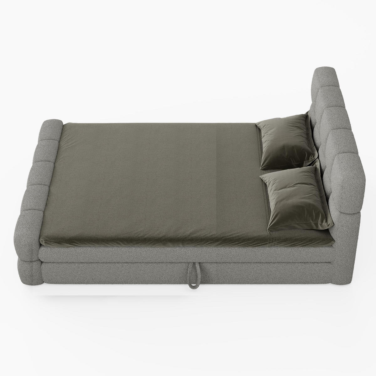 BOXBETT Vanessa 180/200 cm, in Dunkelgrau, Bouclé-Stoff, Bettkasten, Matratze, Topper - Dunkelgrau, Textil (180/200cm) - Barchello