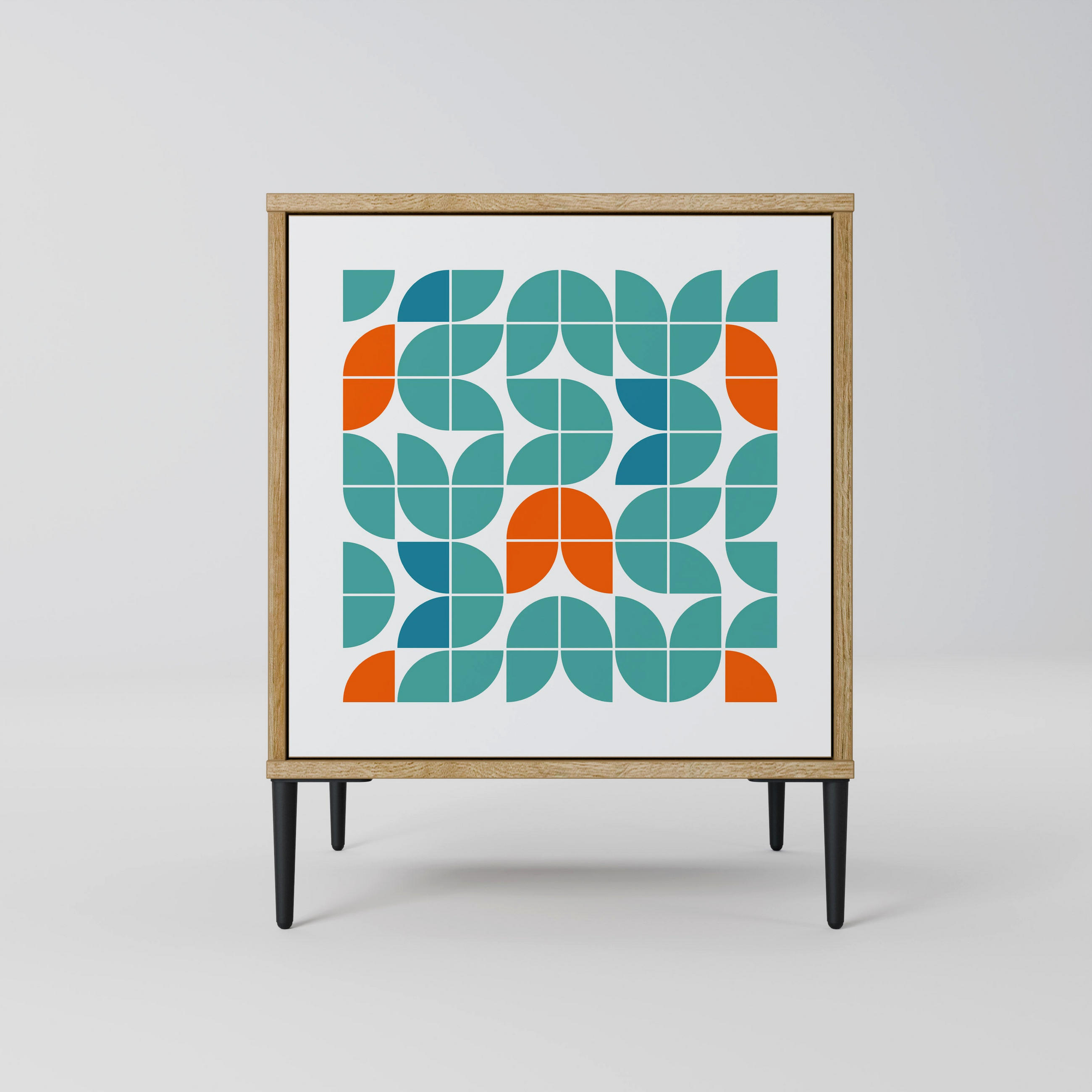 SIDEBOARD BE THE CHANGE, Eichefarben, 57,5x42x72,5 cm, Schwarze Metallfüße - Eichefarben/Multicolor, Holzwerkstoff/Metall (57.5/72.5/42cm) - SpaceRebels