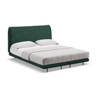 POLSTERBETT Doppelbett mit Matratze Bouclé Stoff Grün - Dunkelgrün/Schwarz, Textil/Metall (140/200cm) - Makamii