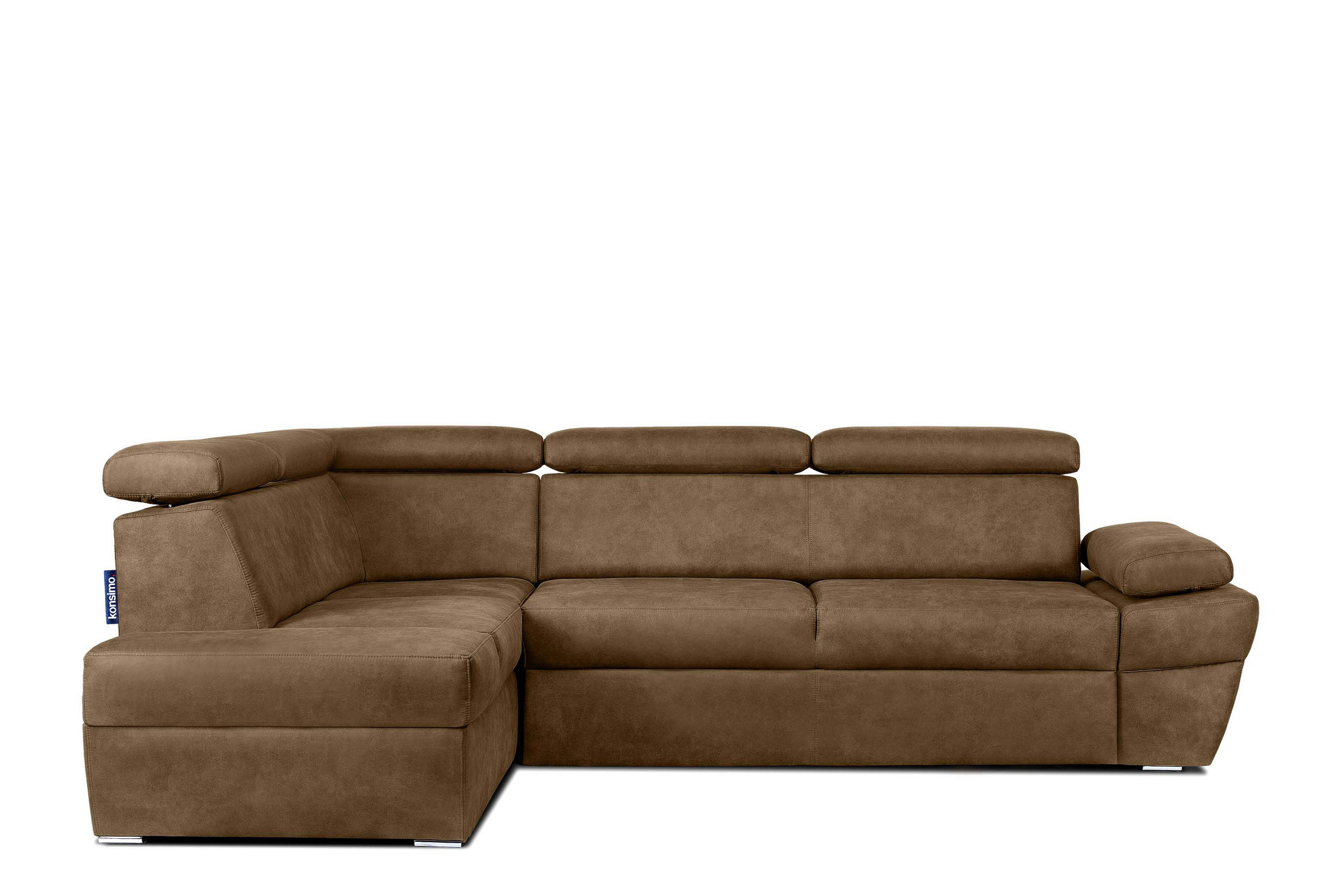 SCHLAFECKSOFA RATLO links 4/5-Sitzer mit Bettkasten, braun - Silberfarben/Braun, Textil (270/190cm) - KONSIMO®