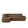 SCHLAFECKSOFA RATLO links 4/5-Sitzer mit Bettkasten, braun - Silberfarben/Braun, Textil (270/190cm) - KONSIMO®