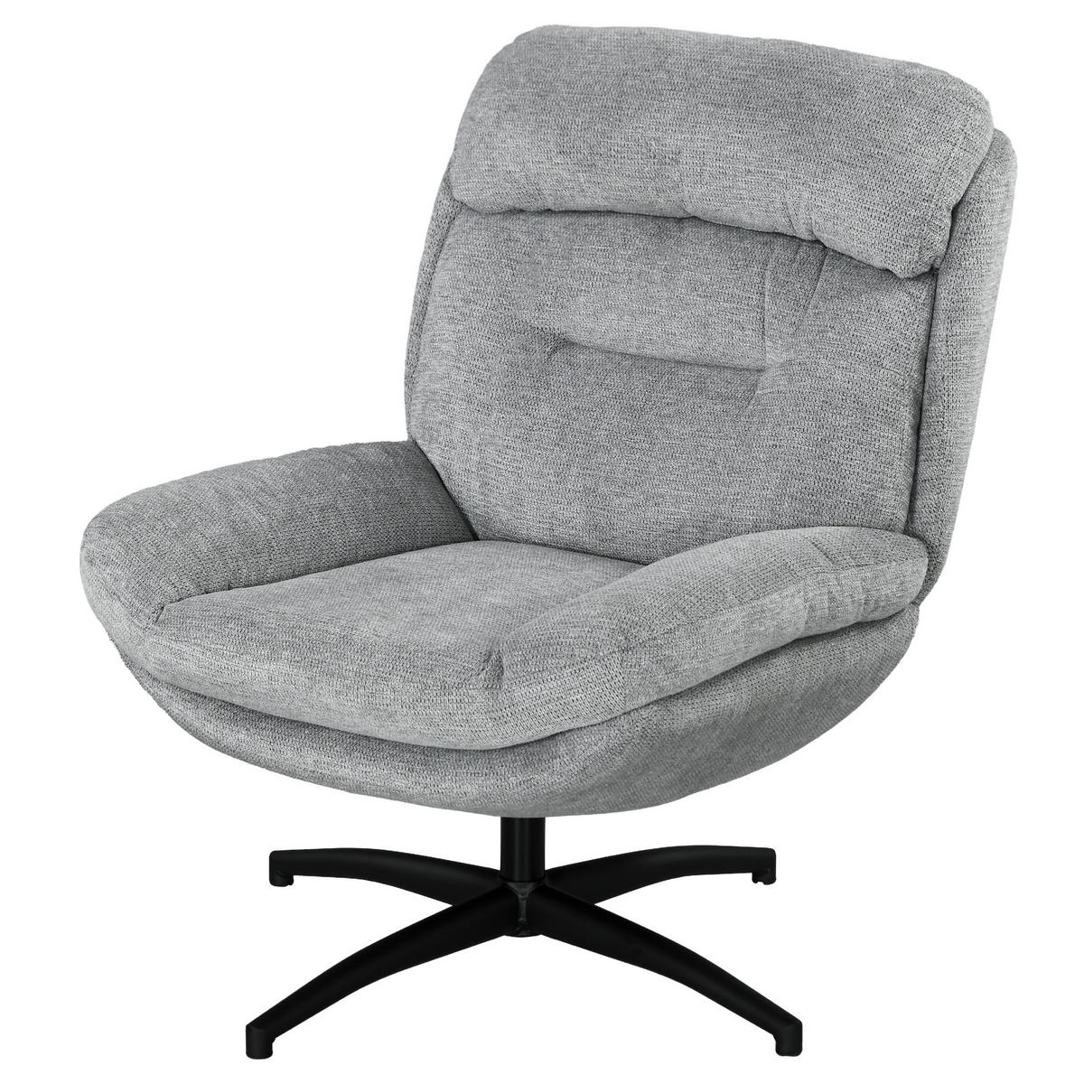 DREHSESSEL DE-06806 360-Grad-Drehung mit Chenille-Stoff Grau/Schwarz - Grau, Textil/Metall (91/98/79cm) - ComfortXL