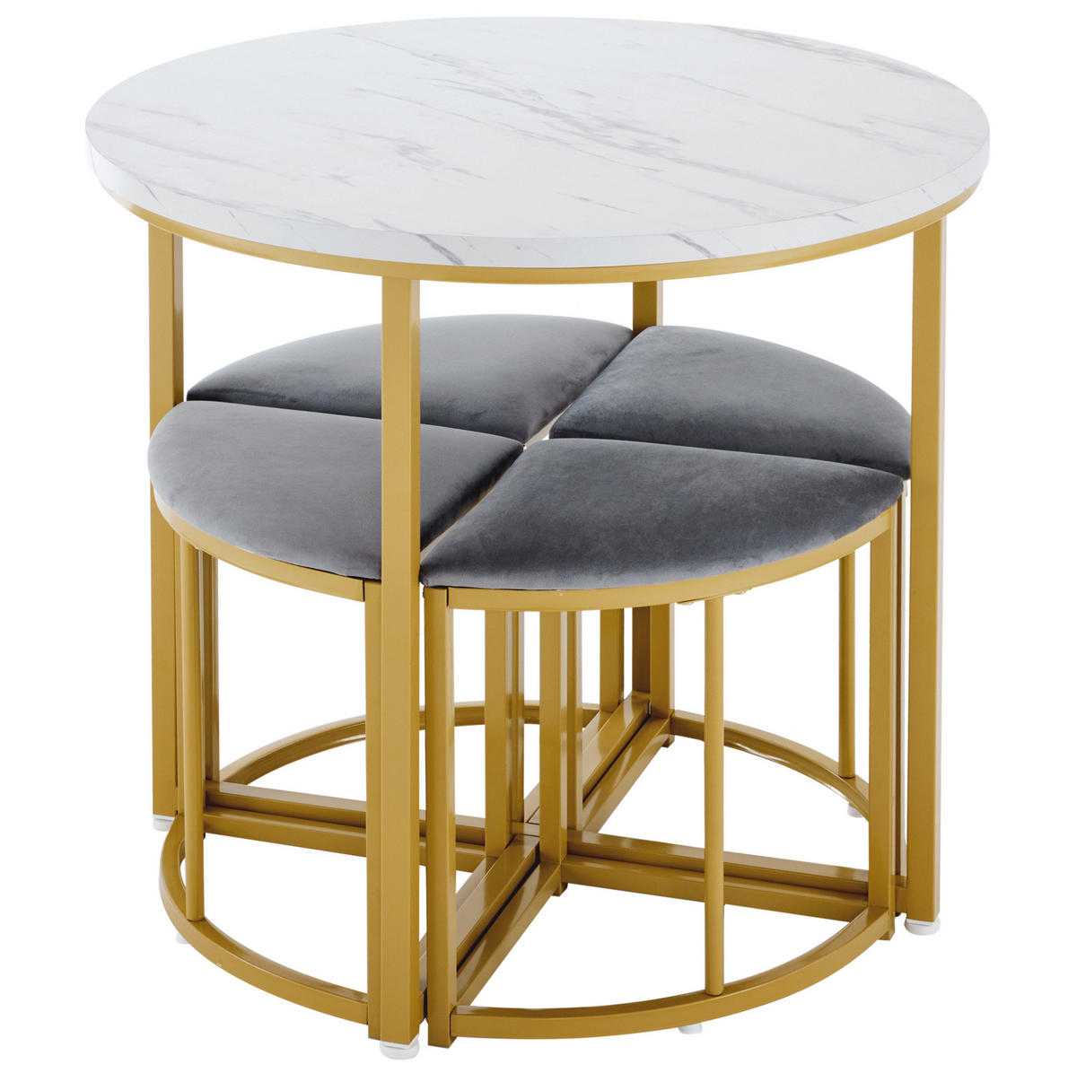 JÍDELNÍ souprava 80 cm bílá z MDF a kovu se 4 židlemi - bílá, kompozitní dřevo (80/75/80cm) - OKWISH