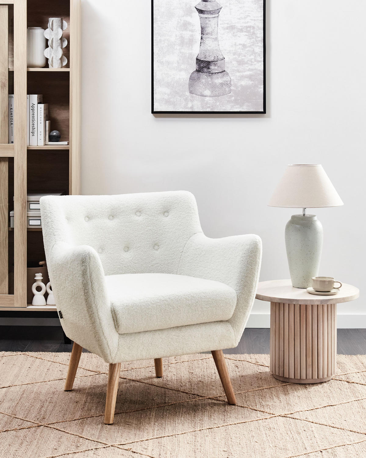 SESSEL Weiß Drammen - Weiß/Braun, Textil (71/84/54cm) - Beliani