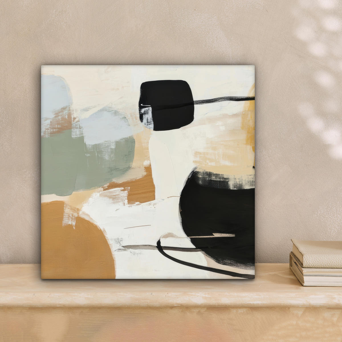 LEINWANDBILD Farbe - Abstrakt - Farben Deko Wohnzimmer 20x20 cm - Currygelb, Textil (20/20cm) - MuchoWow