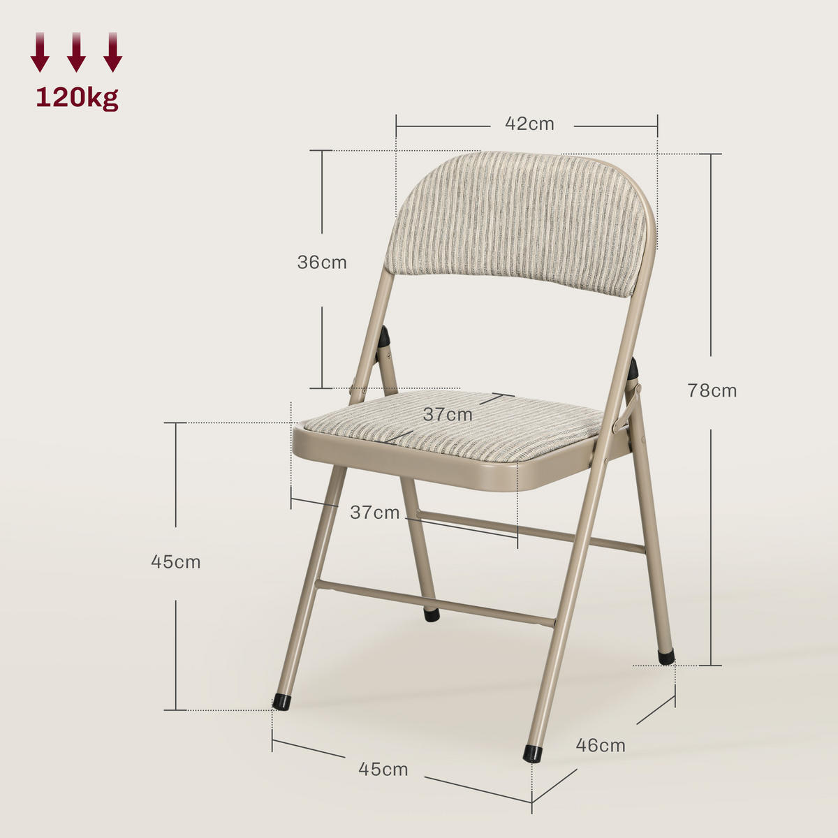 KLAPPSTUHL 4er-Set Beige 45.0/46.0/78.0 cm - Beige, Textil (46/78/45cm)