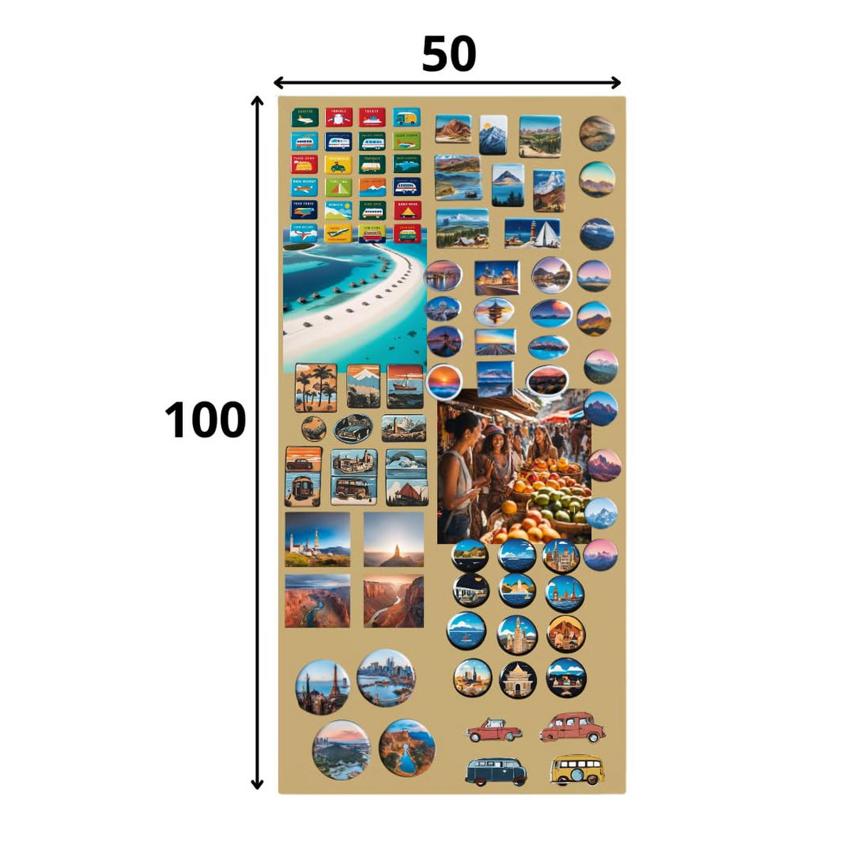 MAGNETTAFEL Klein & Groß Gold 100x50 cm - Magnetisches Stahlboard für Magnete, Fotos und Notizen, Beschreibbar - Goldfarben, Metall (50/100/0.7cm) - ANWICAR