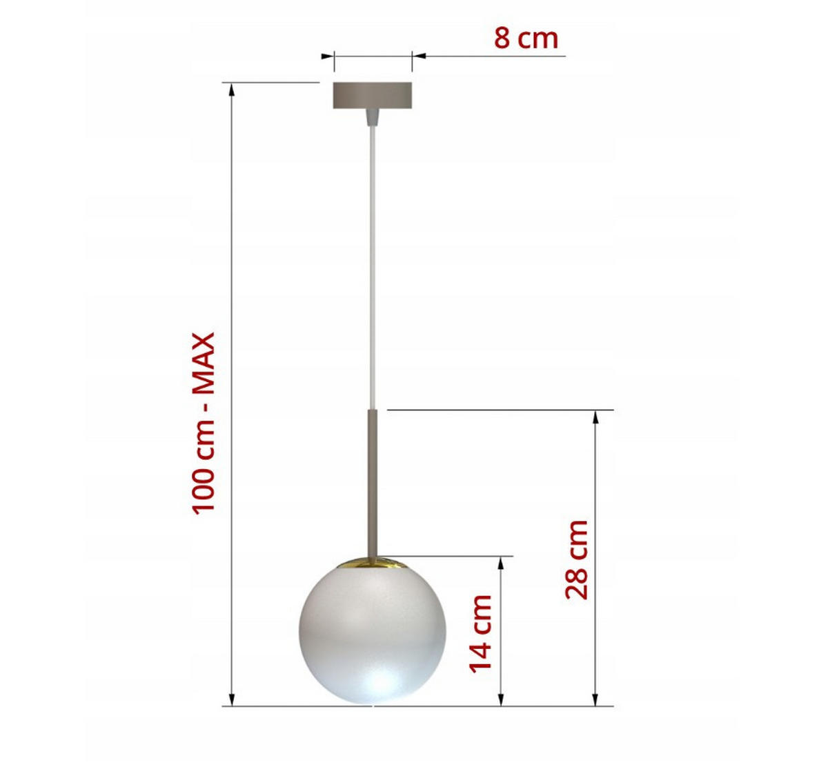 PENDELLEUCHTE ECRU II - Beige/Goldfarben, Glas/Metall (14/14/100cm) - kiki design