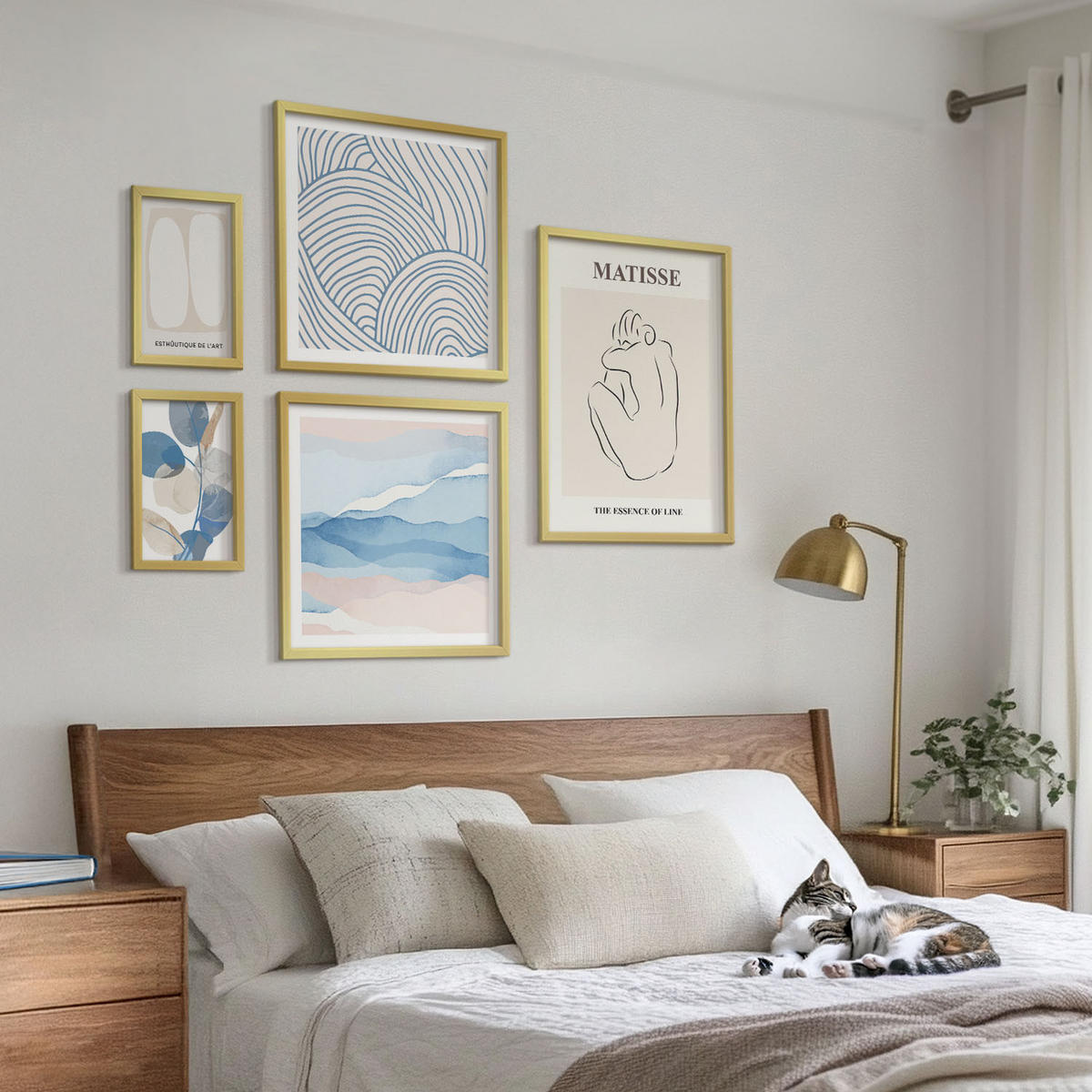 BILDER SET 5er Set - 50x50 cm & 20x30 cm & 40x60 cm Goldrahmen - Matisses abstrakte Formen - Goldfarben, Kunststoff (40/60cm) - TULUP