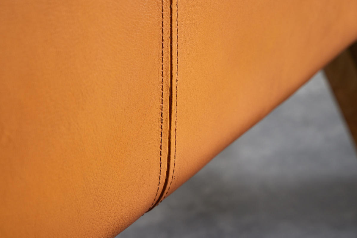 SITZBANK TURNBOCK Mango Echtleder Cognac 100 cm - Braun, Mangoholz/Leder (100/50/35cm) - riess-ambiente