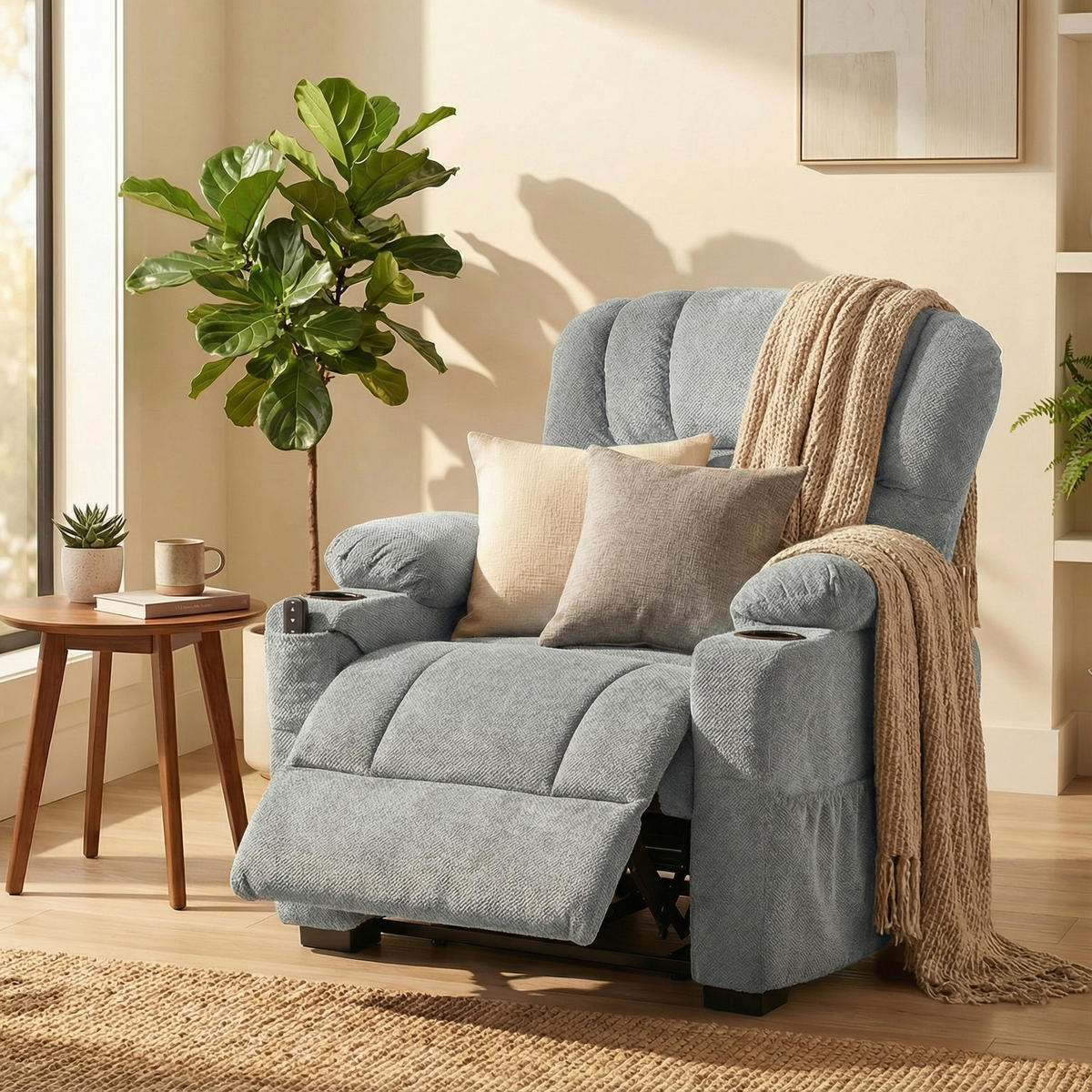 RELAXSESSEL Polyester Grau - Schwarz/Grau, Textil/Metall (90/105/96cm) - HOMCOM