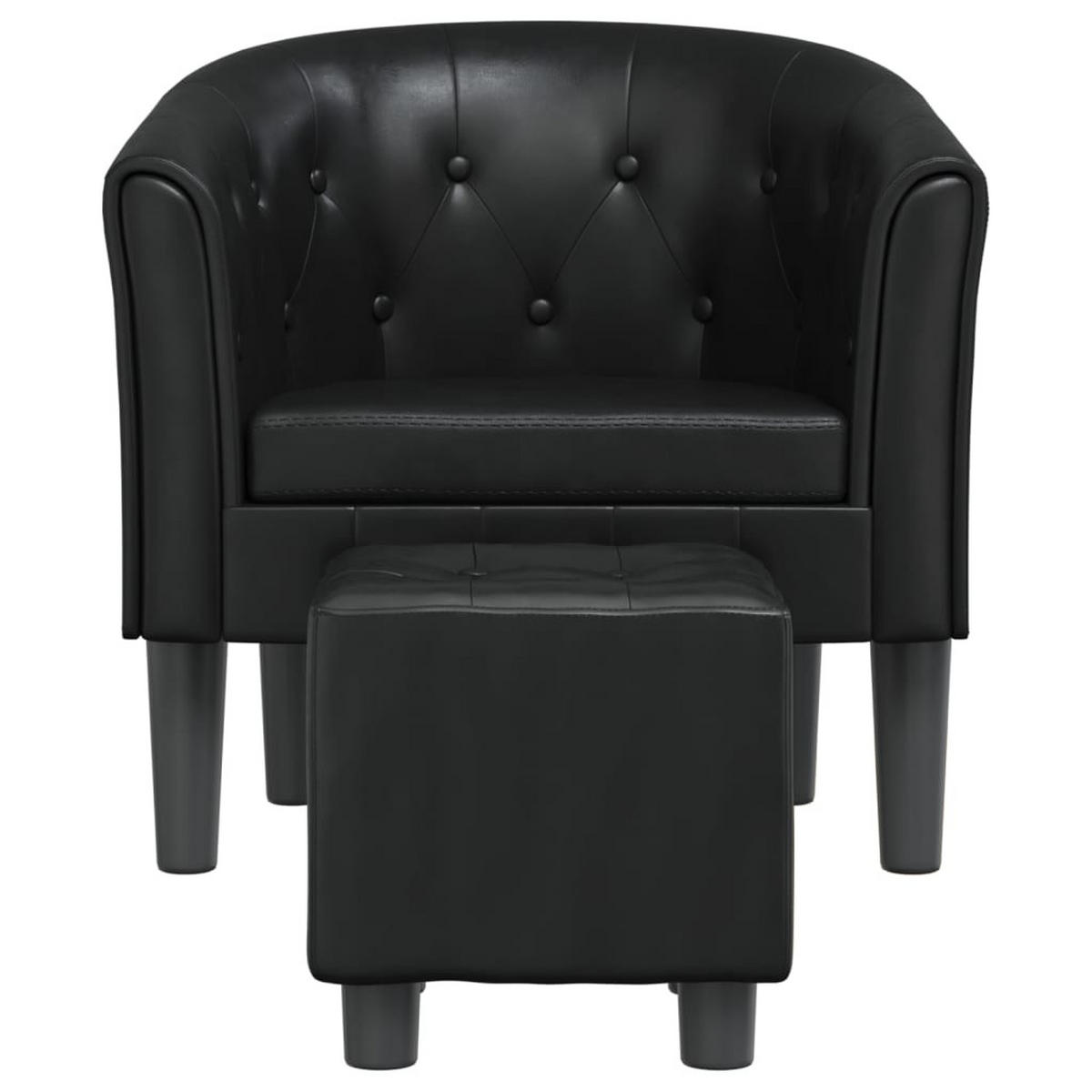 CLUBSESSEL Schwarz Kunstler - Schwarz, Leder (56/68/70cm) - vidaXL