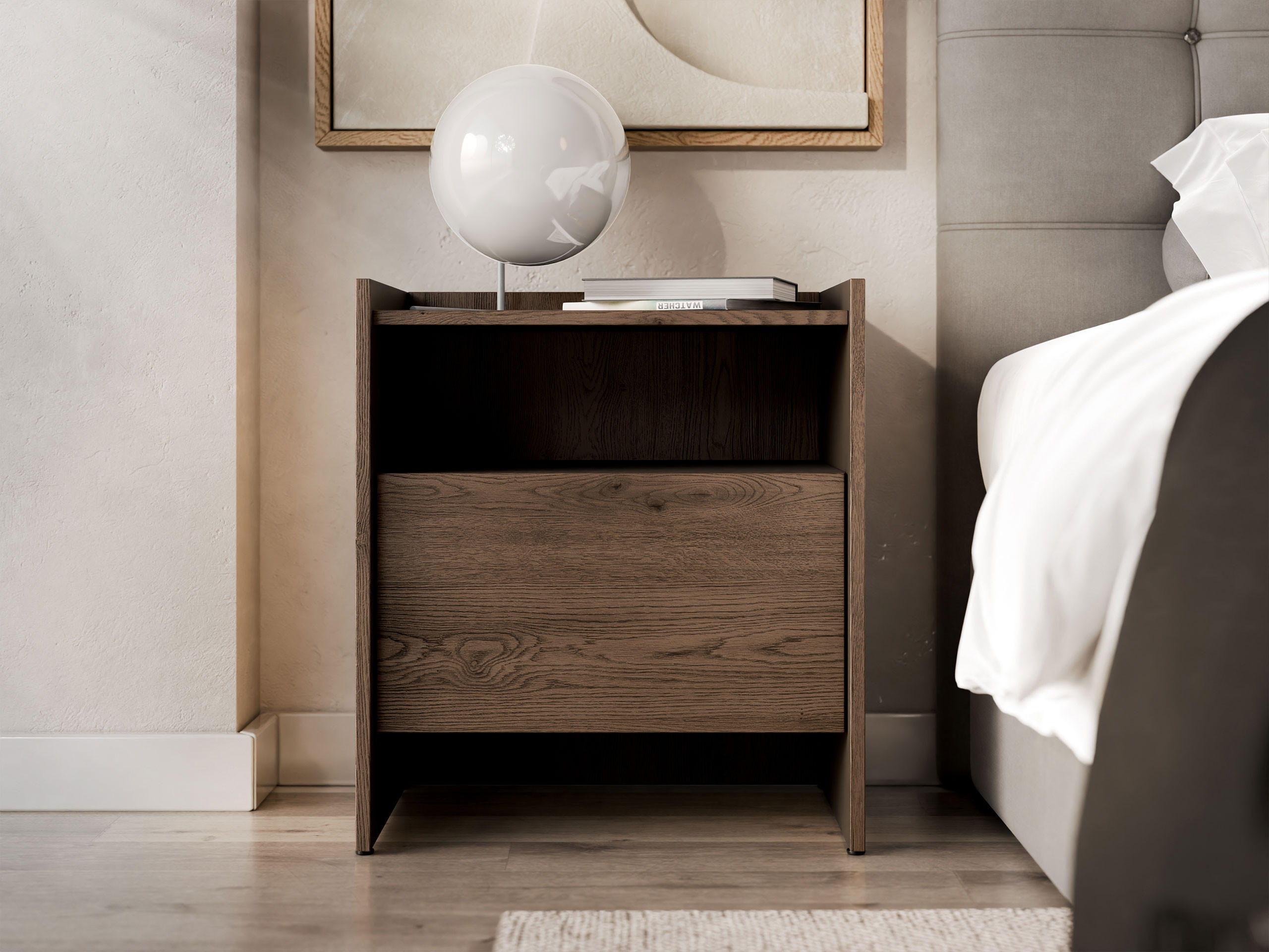 Thumbnail - Mirjan24 Nachttisch, Braun, Holzwerkstoff, 1 Schubladen, Rechteckig,Rechteckig, 53x60x38 cm, Schlafzimmer, Nachttische