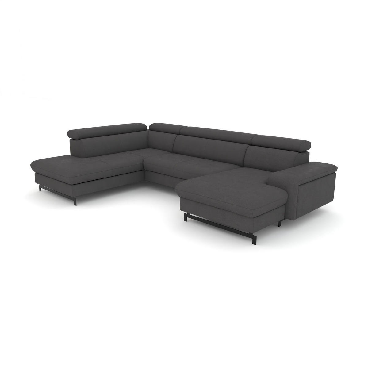 WOHNLANDSCHAFT Vaasa mit Schlaffunktion - Grau, Kunststoff/Textil (328/81/215cm) - foamnova