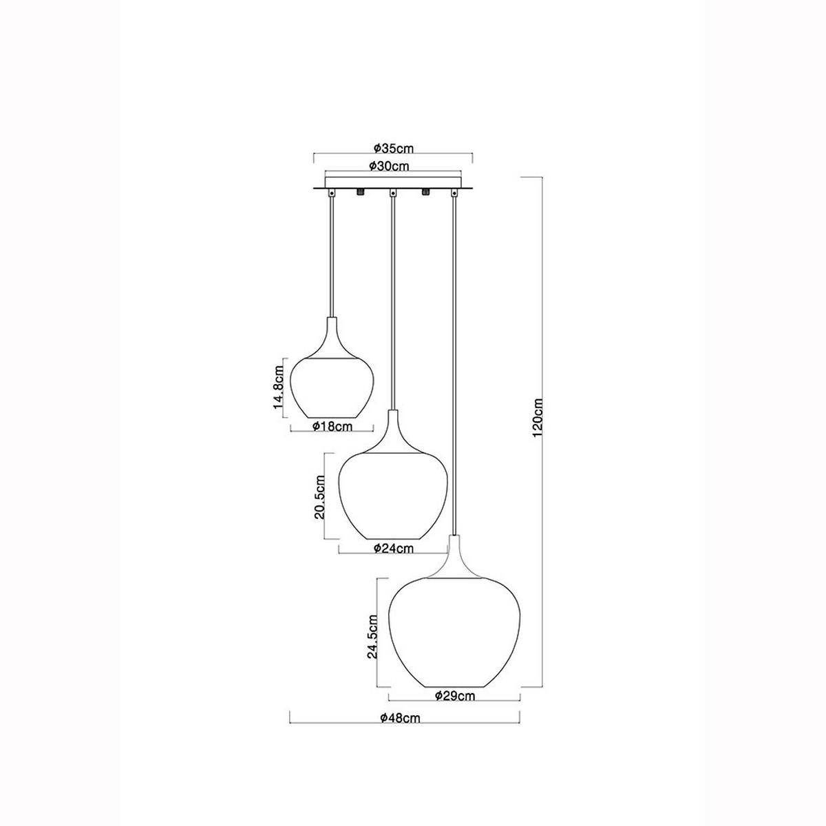 LED HÄNGELEUCHTE Metall Kupfer - Kupferfarben, Glas (48/48/120cm) - Globo Lighting
