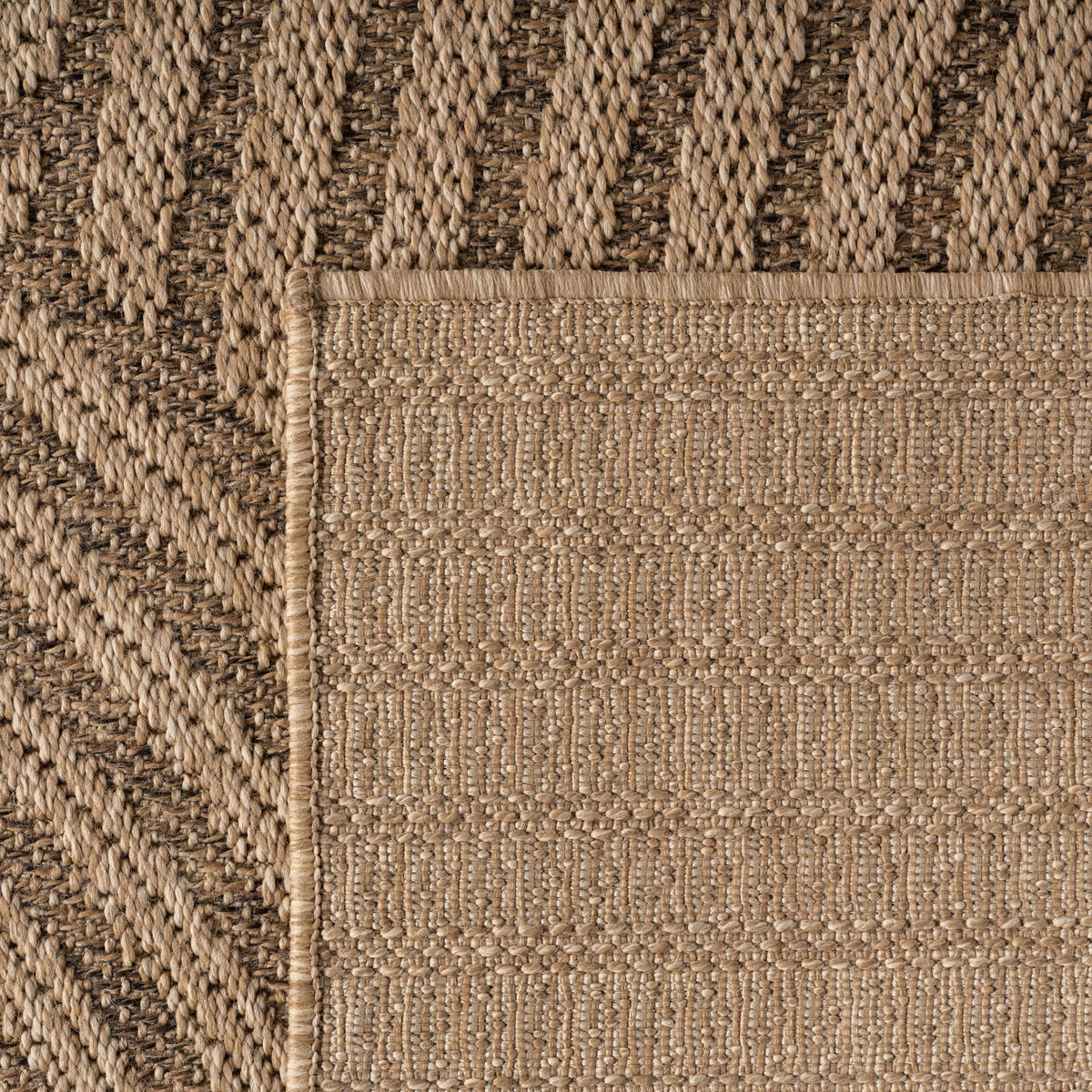 TEPPICH In-/Outdoor Jute-Optik Flachgewebe Grobe Linien Polypropylen Beige Läufer 80x250 - Beige, Textil (80/250cm) - KADIMA DESIGN