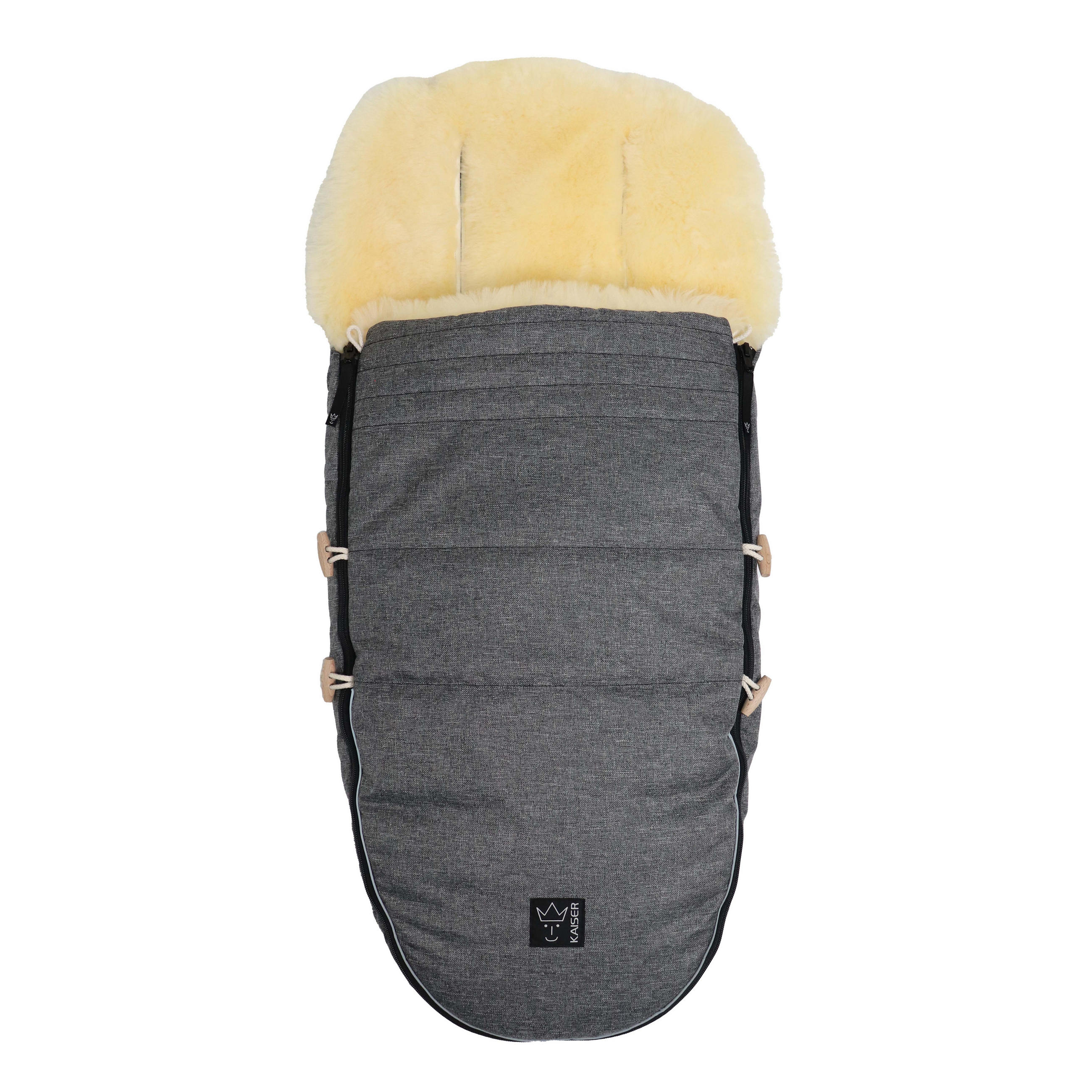 LAMMFELL-FUSSSACK Love the Nature, anthracite melange - Grau, Fell (44/95cm) - Kaiserbaby
