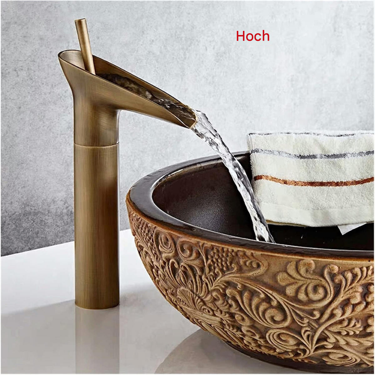 BADEZIMMERARMATUR， Messing im Kelchstil, 3,5 cm Einbauöffnung. 31 cm × 16 cm - Goldfarben, Metall (95/20/40cm) - Vallsero
