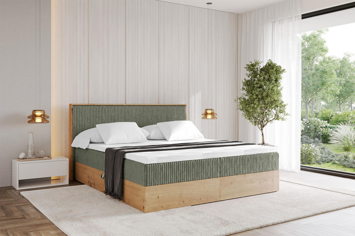 BOXBETT LOLLI9 - 120x200 - H3 Olivgrün - Olivgrün, Holzwerkstoff (120/200cm) - ALTDECOR
