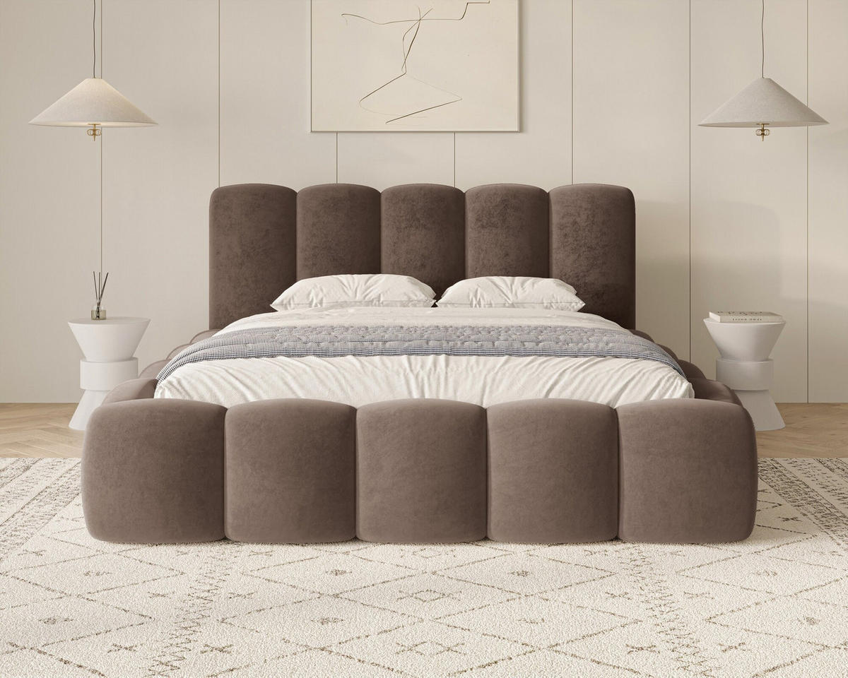 POLSTERBETT - Bett 18 - 180x200 - Schokoladenbraun (Riviera 28) - Dunkelbraun, Holzwerkstoff (180/200cm) - Möblo