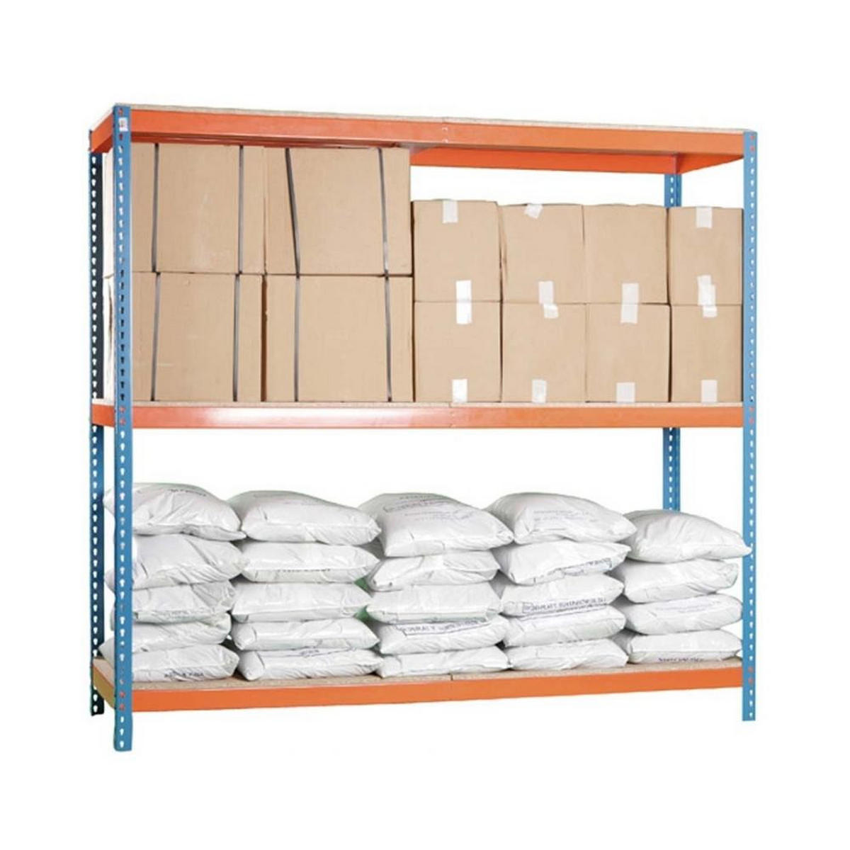 SCHWERLASTREGAL MID WOOD YETI THREE | HxBxT 150x150x45cm | Fachlast 400kg | Blau-Orange - Gelb, Metall (150/150/45cm) - PROREGAL