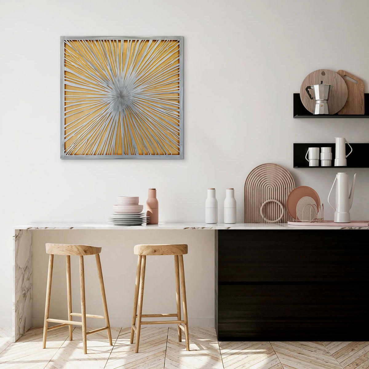 METALLBILD Gold 80/80 cm - Silberfarben/Goldfarben, Metall (3/80cm) - KUNSTLOFT