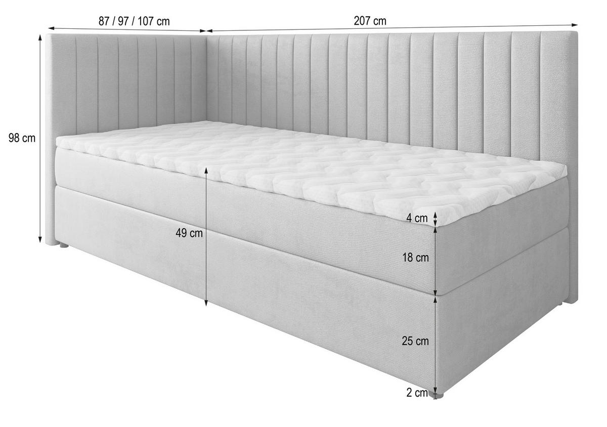 BOXBETT ARIS 80x200 cm mit Matratze und Topper, H2+H3 - Blau - Blau, Holz (80/200cm) - MASSENO