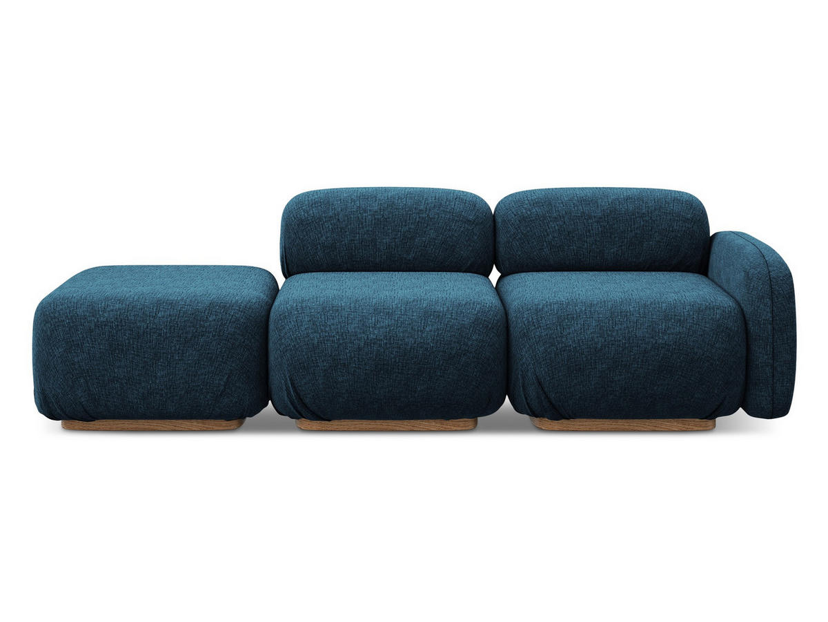 3-SITZER SOFA Links Chenille Stoff Blau - Blau/Braun, Holz/Textil (258/73/95cm) - Makamii