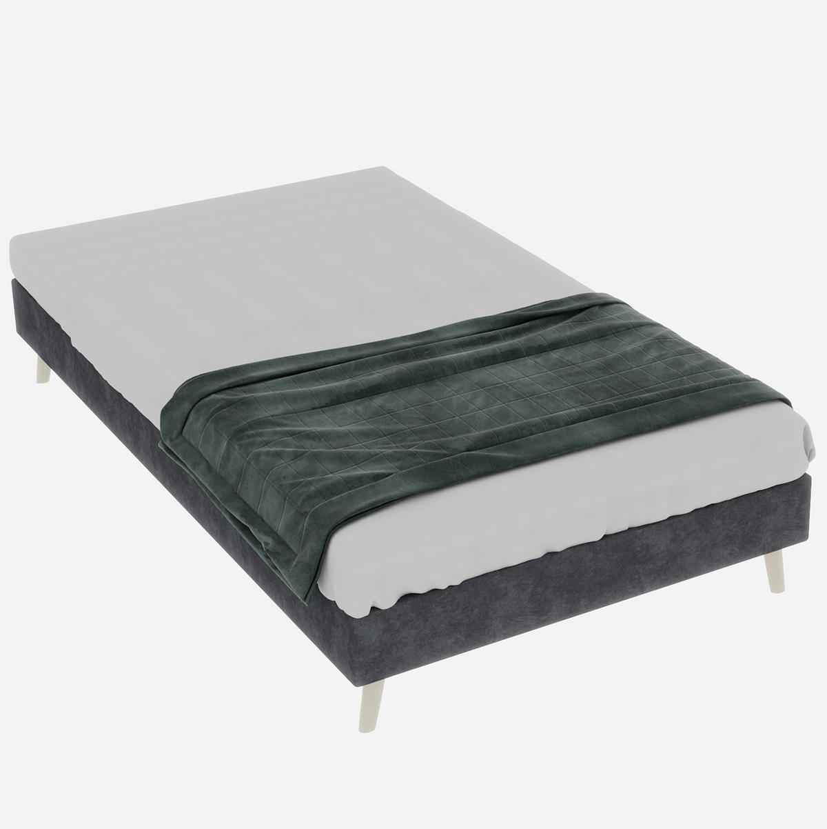 POSTEĽ 90/200 cm sivá bez čela z látky a kovu s úsporným riešením do menšej spálne - sivá, textil (90/200cm) - OKWISH