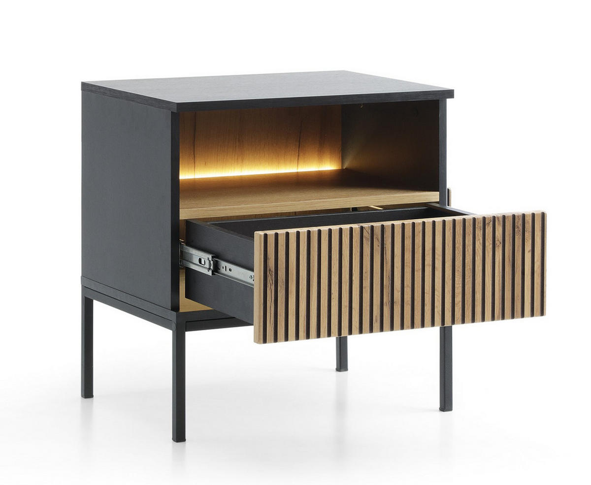 NACHTTISCH Weiß SANTI S54 Mit LED-Beleuchtung - Multicolor, Holzwerkstoff (54/56/39cm) - Sepro Meble