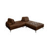 SOFA MIT HOCKER WIOLO 2ER SET Dunkelbraun Leder - Dunkelbraun/Silberfarben, Leder/Metall (240/83/110cm) - KAWOLA
