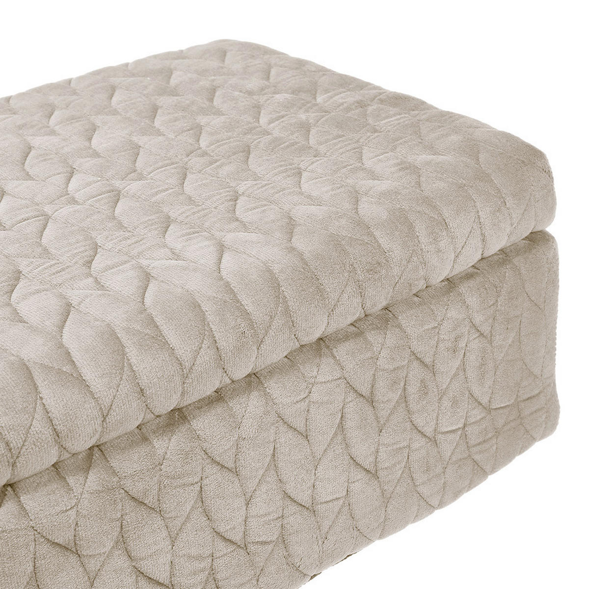 SCHMINKTISCHHOCKER 40/30/48 cm Stauraum Metallbeine Plüschstoff Beige - Beige/Goldfarben, Holz/Textil (40/48/30cm) - Livingandhome